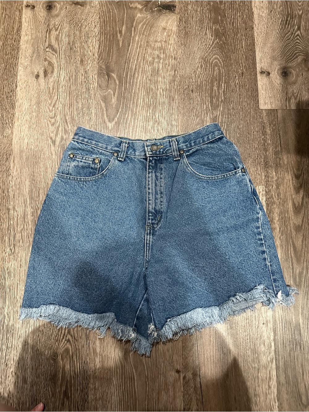 Vintage Bill Blass High-Waist Denim Frayed Hem Women's Shorts - Blue